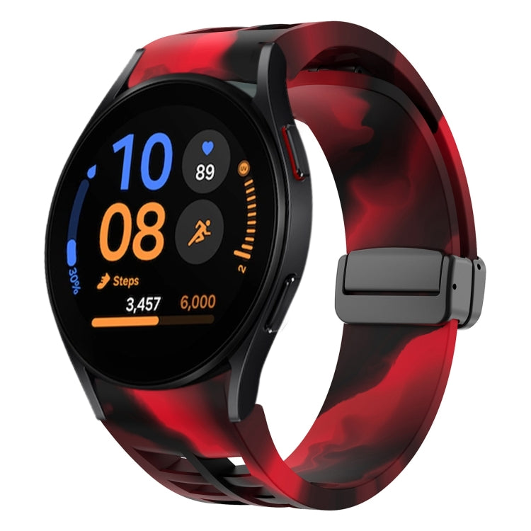 Bracelet de montre en silicone avec boucle noire magnétique pliante Richard, pour Samsung Galaxy Watch FE 40mm, pour Samsung Galaxy Watch 7 40 / 44mm, pour Samsung Galaxy Watch 6 Classic 43 / 47mm