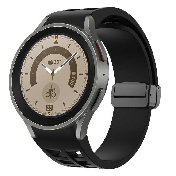 Bracelet de montre en silicone avec boucle noire magnétique pliante Richard, pour Samsung Galaxy Watch 5 40 / 44mm, pour Samsung Galaxy Watch 5 Pro 45mm, pour Samsung Galaxy Watch 4 40 / 44mm