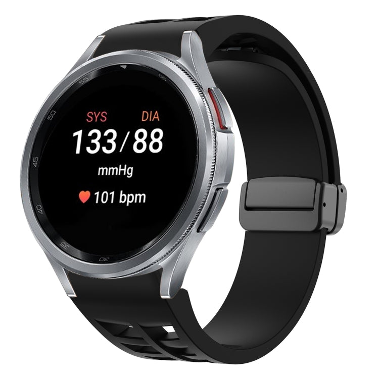 Bracelet de montre en silicone avec boucle noire magnétique pliante Richard, pour Samsung Galaxy Watch FE 40mm, pour Samsung Galaxy Watch 7 40 / 44mm, pour Samsung Galaxy Watch 6 Classic 43 / 47mm