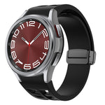 Bracelet de montre en silicone avec boucle noire magnétique pliante Richard, pour Samsung Galaxy Watch FE 40mm, pour Samsung Galaxy Watch 7 40 / 44mm, pour Samsung Galaxy Watch 6 Classic 43 / 47mm