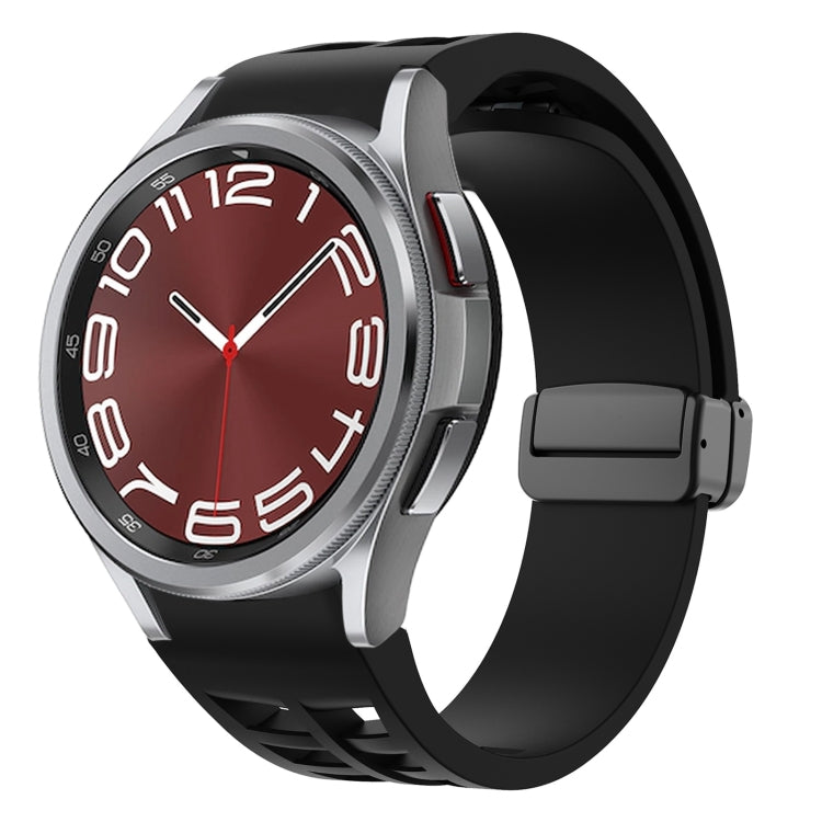 Bracelet de montre en silicone avec boucle noire magnétique pliante Richard, pour Samsung Galaxy Watch FE 40mm, pour Samsung Galaxy Watch 7 40 / 44mm, pour Samsung Galaxy Watch 6 Classic 43 / 47mm