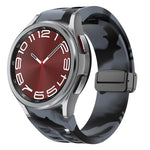 Bracelet de montre en silicone avec boucle noire magnétique pliante Richard, pour Samsung Galaxy Watch FE 40mm, pour Samsung Galaxy Watch 7 40 / 44mm, pour Samsung Galaxy Watch 6 Classic 43 / 47mm
