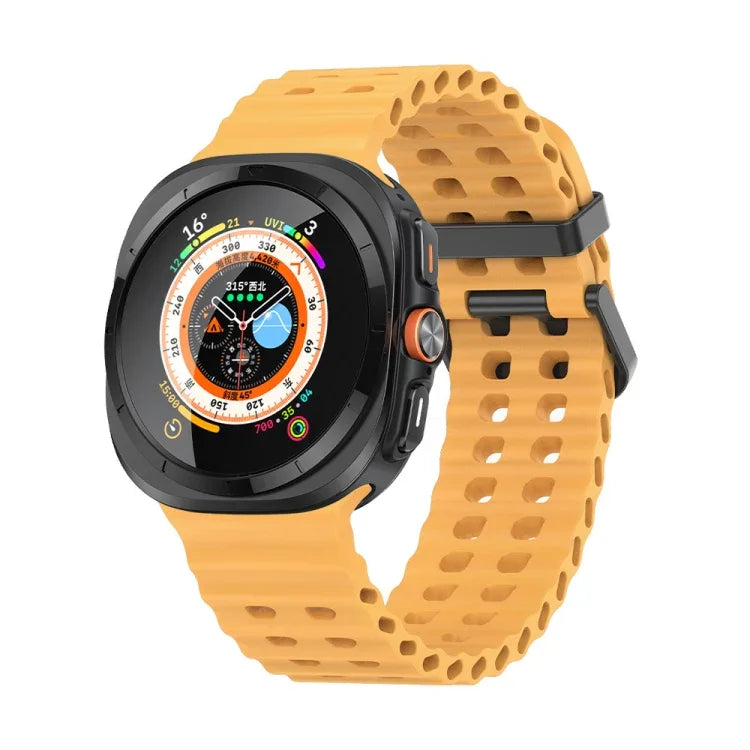 Ocean Dual Row Hole Silicone Watch Band, For Samsung Galaxy Watch Ultra 47mm / Ultra 2025