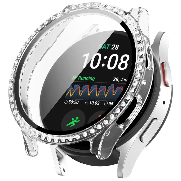 Coque de protection intégrée pour montre en diamant à rangée unique + film trempé, pour Samsung Galaxy Watch 7 44mm, pour Samsung Galaxy Watch 7 40mm