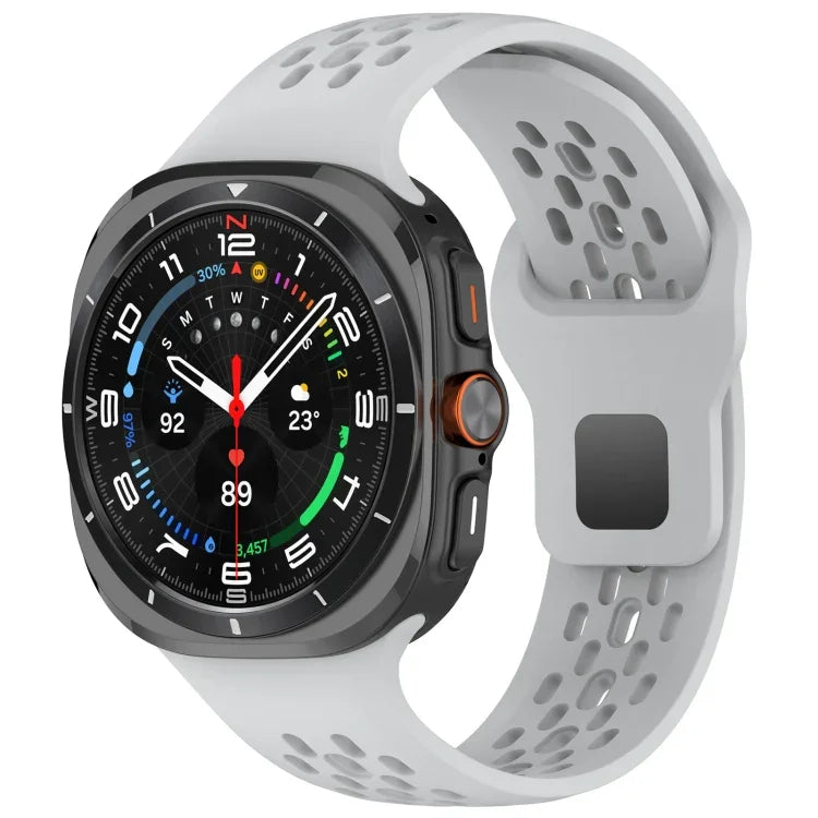 Bracelet de montre en silicone uni, style perforé, boucle carrée, pour Samsung Galaxy Watch Ultra 47 mm