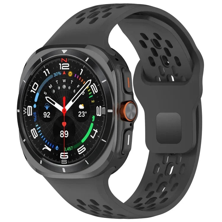 For Samsung Galaxy Watch Ultra 47mm Holes Style Square Buckle Solid Color Silicone Watch Band