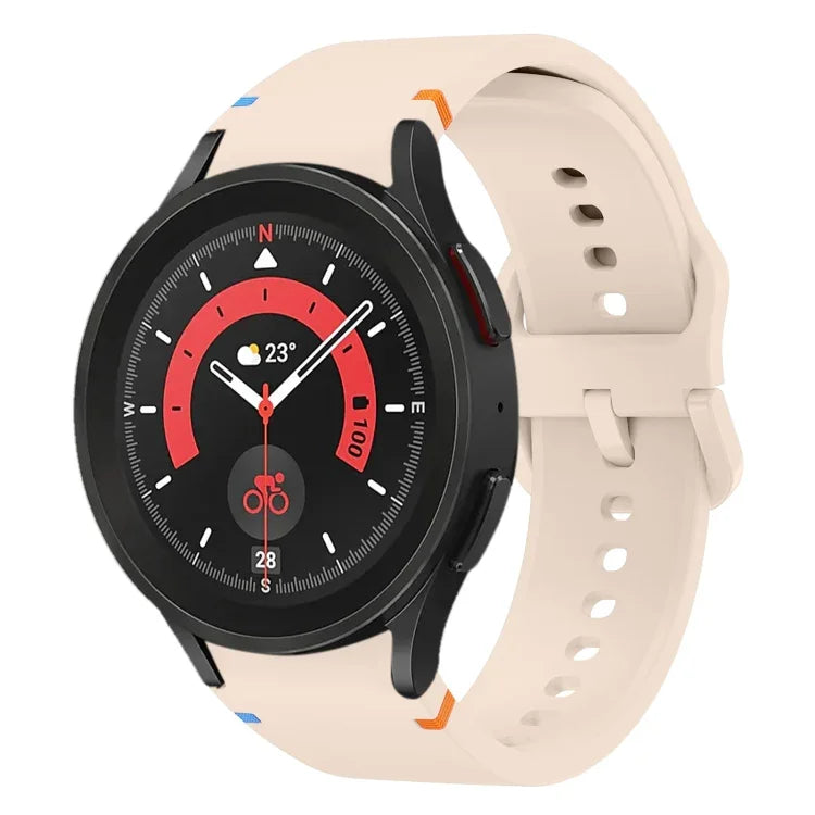 Bracelet de montre en silicone à motif de couture plate, pour Samsung Galaxy Watch5 Pro 45mm, pour Samsung Galaxy Watch 4 40 / 44mm, pour Samsung Galaxy Watch 4 Classic 42 / 46mm
