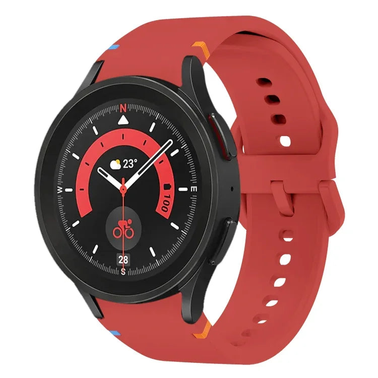 Flat Sewing Design Silicone Watch Band, For Sansung Galaxy Watch5 Pro 45mm, Fou Samsung Galaxy Watch 4 40 / 44mm, For Samsung Galaxy Watch 4 Classic 42 / 46mm