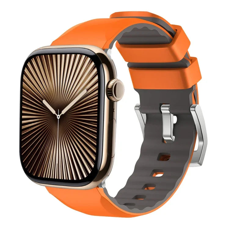 Bracelet de montre en silicone bicolore, compatible avec Apple Watch Series 10 42 mm, Apple Watch Series 10 46 mm, Apple Watch SE 2023 44 mm et Apple Watch SE 2023 40 mm.