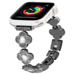 Bracelet de montre à maillons métalliques à dégagement rapide avec motif trèfle à quatre feuilles, pour Apple Watch Series 3 38 mm et Apple Watch Series 3 42 mm.