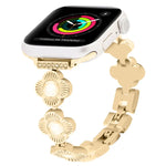 Bracelet de montre à maillons métalliques à dégagement rapide avec motif trèfle à quatre feuilles, pour Apple Watch Series 3 38 mm et Apple Watch Series 3 42 mm.