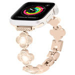 Bracelet de montre à maillons métalliques à dégagement rapide avec motif trèfle à quatre feuilles, pour Apple Watch Series 3 38 mm et Apple Watch Series 3 42 mm.