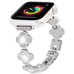 Bracelet de montre à maillons métalliques à dégagement rapide avec motif trèfle à quatre feuilles, pour Apple Watch Series 3 38 mm et Apple Watch Series 3 42 mm.