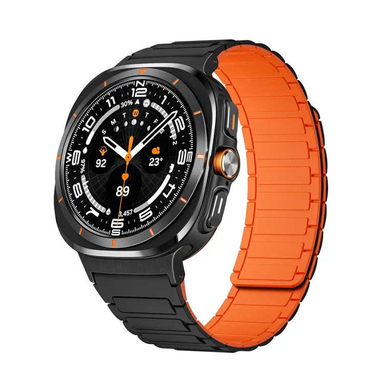 Bracelet de montre magnétique en silicone noir en forme de I avec connecteur pour Samsung Galaxy Watch Ultra 47 mm