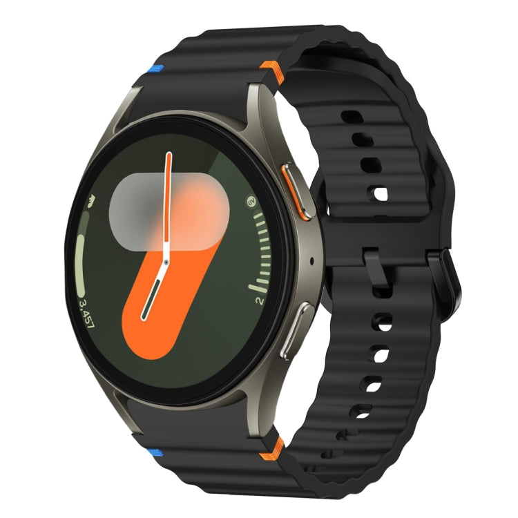 Bracelet de montre en silicone cousu motif vague, pour Samsung Galaxy Watch 7 40 / 44mm, pour Samsung Galaxy Watch 6 Classic, pour Samsung Galaxy Watch 6 40 / 44mm, pour Samsung Galaxy Watch 5 40 / 44mm