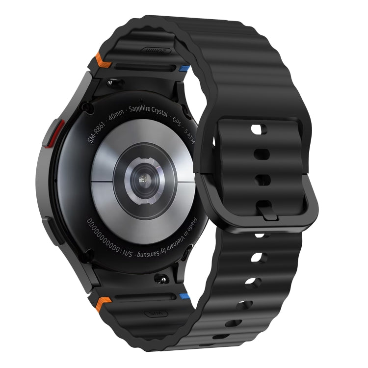 Bracelet de montre en silicone cousu motif vague, pour Samsung Galaxy Watch 7 40 / 44mm, pour Samsung Galaxy Watch 6 Classic, pour Samsung Galaxy Watch 6 40 / 44mm, pour Samsung Galaxy Watch 5 40 / 44mm