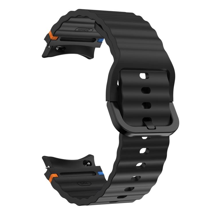 Bracelet de montre en silicone cousu motif vague, pour Samsung Galaxy Watch 7 40 / 44mm, pour Samsung Galaxy Watch 6 Classic, pour Samsung Galaxy Watch 6 40 / 44mm, pour Samsung Galaxy Watch 5 40 / 44mm
