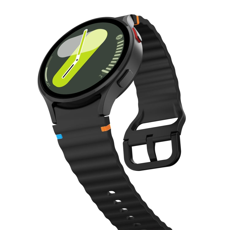 Bracelet de montre en silicone cousu motif vague, pour Samsung Galaxy Watch 7 40 / 44mm, pour Samsung Galaxy Watch 6 Classic, pour Samsung Galaxy Watch 6 40 / 44mm, pour Samsung Galaxy Watch 5 40 / 44mm