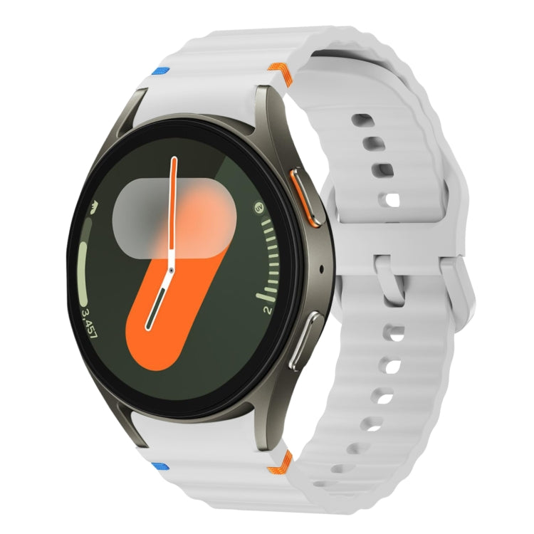 Bracelet de montre en silicone cousu motif vague, pour Samsung Galaxy Watch 7 40 / 44mm, pour Samsung Galaxy Watch 6 Classic, pour Samsung Galaxy Watch 6 40 / 44mm, pour Samsung Galaxy Watch 5 40 / 44mm