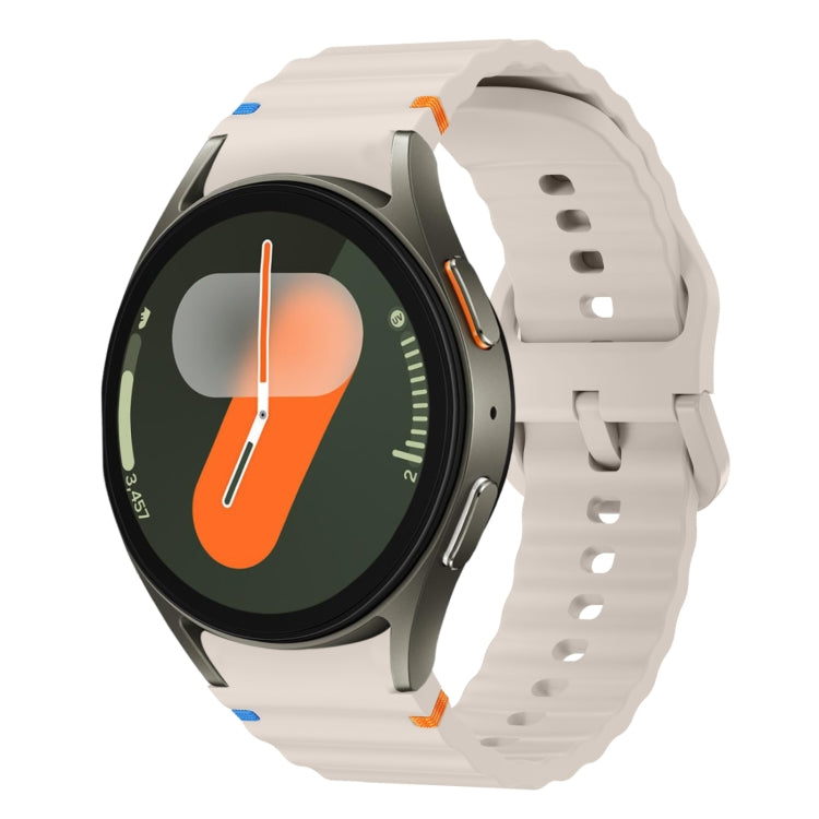 Bracelet de montre en silicone cousu motif vague, pour Samsung Galaxy Watch 7 40 / 44mm, pour Samsung Galaxy Watch 6 Classic, pour Samsung Galaxy Watch 6 40 / 44mm, pour Samsung Galaxy Watch 5 40 / 44mm