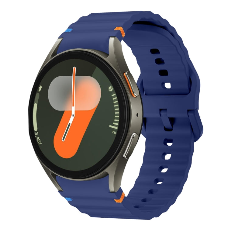 Bracelet de montre en silicone cousu motif vague, pour Samsung Galaxy Watch 7 40 / 44mm, pour Samsung Galaxy Watch 6 Classic, pour Samsung Galaxy Watch 6 40 / 44mm, pour Samsung Galaxy Watch 5 40 / 44mm