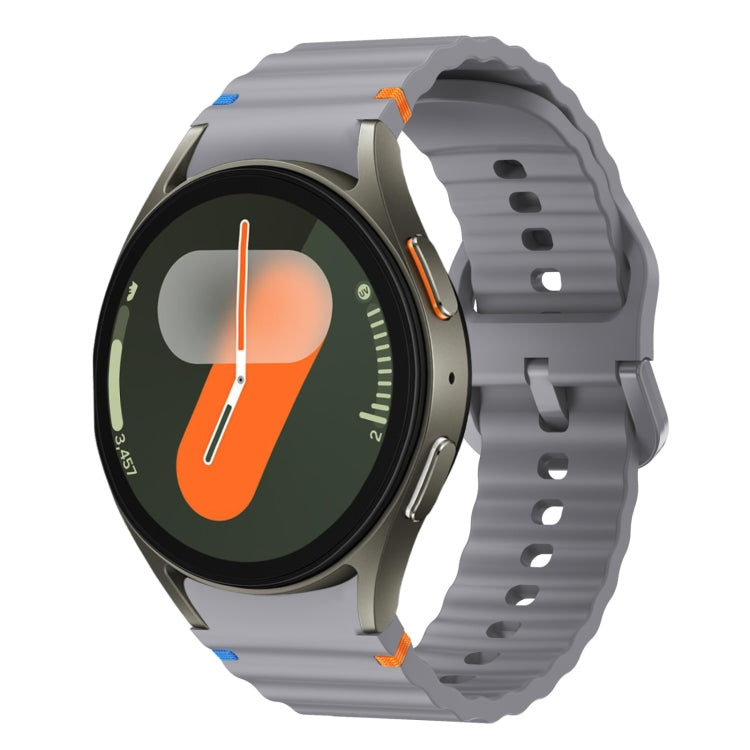 Bracelet de montre en silicone cousu motif vague, pour Samsung Galaxy Watch 7 40 / 44mm, pour Samsung Galaxy Watch 6 Classic, pour Samsung Galaxy Watch 6 40 / 44mm, pour Samsung Galaxy Watch 5 40 / 44mm