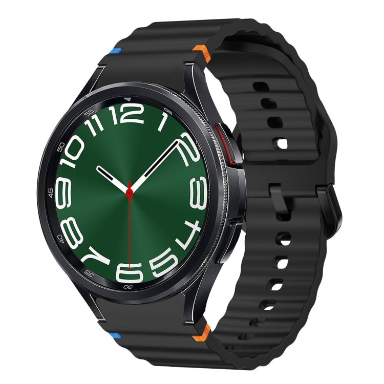 Bracelet de montre en silicone cousu motif vague, pour Samsung Galaxy Watch 7 40 / 44mm, pour Samsung Galaxy Watch 6 Classic, pour Samsung Galaxy Watch 6 40 / 44mm, pour Samsung Galaxy Watch 5 40 / 44mm