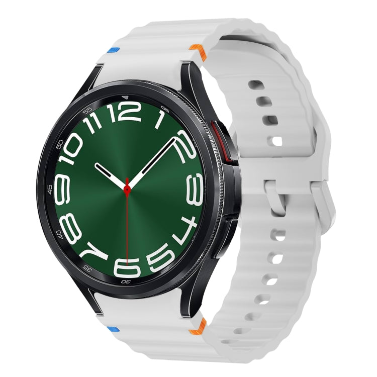 Bracelet de montre en silicone cousu motif vague, pour Samsung Galaxy Watch 7 40 / 44mm, pour Samsung Galaxy Watch 6 Classic, pour Samsung Galaxy Watch 6 40 / 44mm, pour Samsung Galaxy Watch 5 40 / 44mm