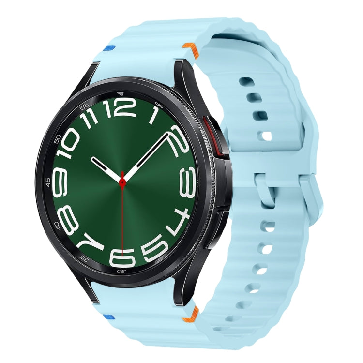 Bracelet de montre en silicone cousu motif vague, pour Samsung Galaxy Watch 7 40 / 44mm, pour Samsung Galaxy Watch 6 Classic, pour Samsung Galaxy Watch 6 40 / 44mm, pour Samsung Galaxy Watch 5 40 / 44mm