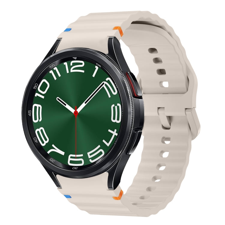 Bracelet de montre en silicone cousu motif vague, pour Samsung Galaxy Watch 7 40 / 44mm, pour Samsung Galaxy Watch 6 Classic, pour Samsung Galaxy Watch 6 40 / 44mm, pour Samsung Galaxy Watch 5 40 / 44mm