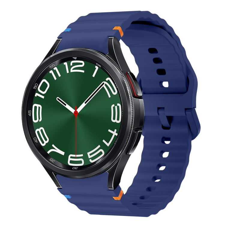 Bracelet de montre en silicone cousu motif vague, pour Samsung Galaxy Watch 7 40 / 44mm, pour Samsung Galaxy Watch 6 Classic, pour Samsung Galaxy Watch 6 40 / 44mm, pour Samsung Galaxy Watch 5 40 / 44mm