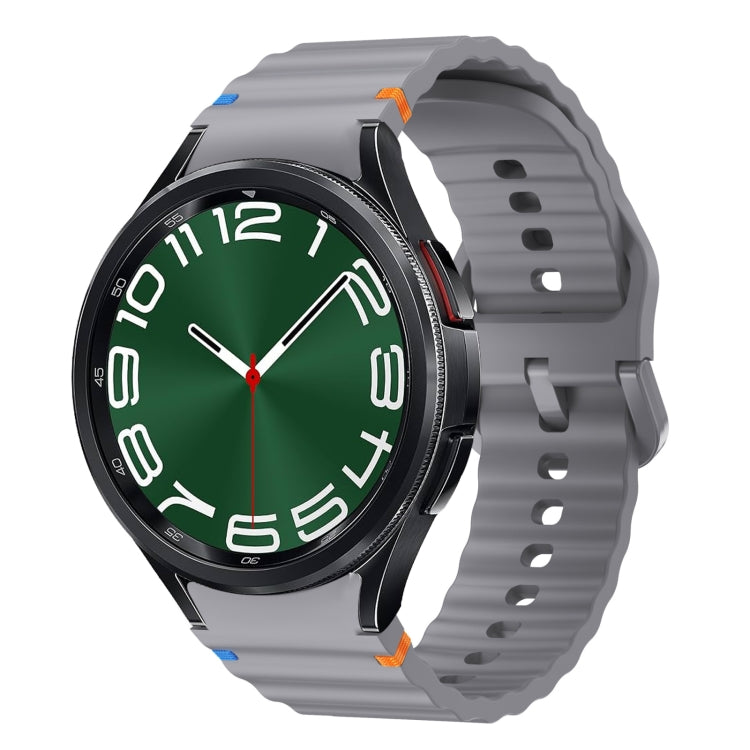 Bracelet de montre en silicone cousu motif vague, pour Samsung Galaxy Watch 7 40 / 44mm, pour Samsung Galaxy Watch 6 Classic, pour Samsung Galaxy Watch 6 40 / 44mm, pour Samsung Galaxy Watch 5 40 / 44mm
