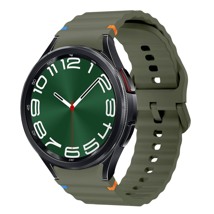 Bracelet de montre en silicone cousu motif vague, pour Samsung Galaxy Watch 7 40 / 44mm, pour Samsung Galaxy Watch 6 Classic, pour Samsung Galaxy Watch 6 40 / 44mm, pour Samsung Galaxy Watch 5 40 / 44mm