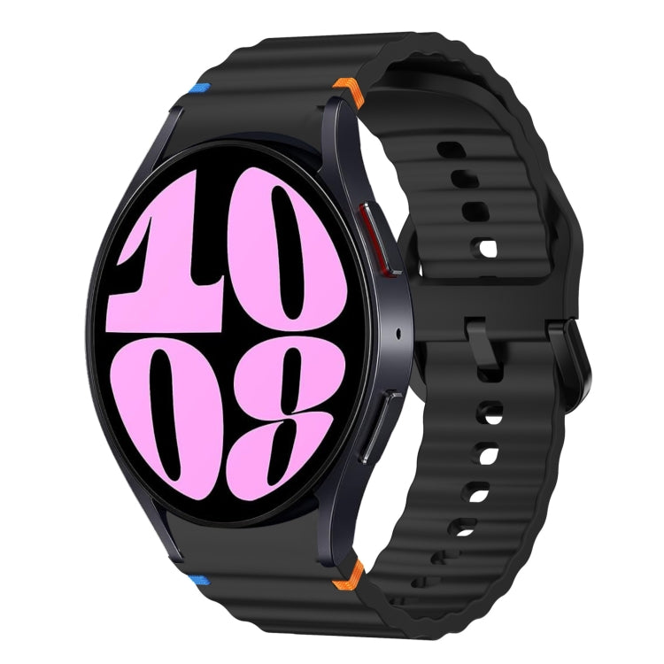 Bracelet de montre en silicone cousu motif vague, pour Samsung Galaxy Watch 7 40 / 44mm, pour Samsung Galaxy Watch 6 Classic, pour Samsung Galaxy Watch 6 40 / 44mm, pour Samsung Galaxy Watch 5 40 / 44mm