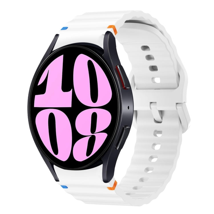 Bracelet de montre en silicone cousu motif vague, pour Samsung Galaxy Watch 7 40 / 44mm, pour Samsung Galaxy Watch 6 Classic, pour Samsung Galaxy Watch 6 40 / 44mm, pour Samsung Galaxy Watch 5 40 / 44mm
