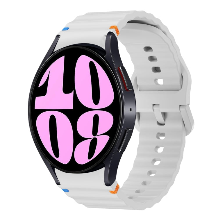 Bracelet de montre en silicone cousu motif vague, pour Samsung Galaxy Watch 7 40 / 44mm, pour Samsung Galaxy Watch 6 Classic, pour Samsung Galaxy Watch 6 40 / 44mm, pour Samsung Galaxy Watch 5 40 / 44mm
