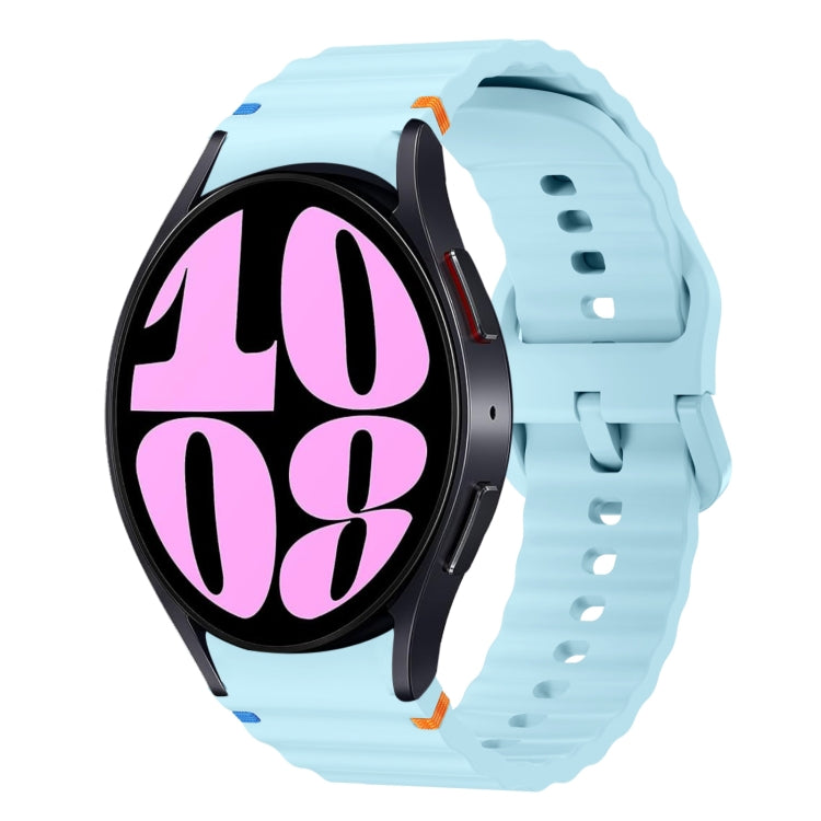 Bracelet de montre en silicone cousu motif vague, pour Samsung Galaxy Watch 7 40 / 44mm, pour Samsung Galaxy Watch 6 Classic, pour Samsung Galaxy Watch 6 40 / 44mm, pour Samsung Galaxy Watch 5 40 / 44mm