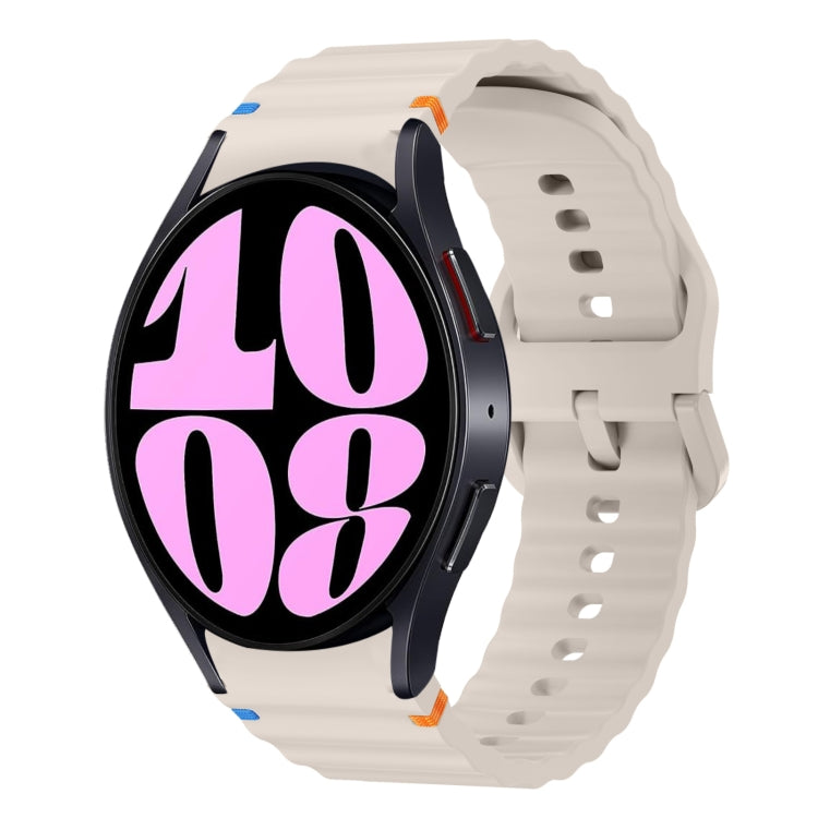 Bracelet de montre en silicone cousu motif vague, pour Samsung Galaxy Watch 7 40 / 44mm, pour Samsung Galaxy Watch 6 Classic, pour Samsung Galaxy Watch 6 40 / 44mm, pour Samsung Galaxy Watch 5 40 / 44mm