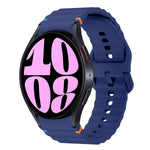 Bracelet de montre en silicone cousu motif vague, pour Samsung Galaxy Watch 7 40 / 44mm, pour Samsung Galaxy Watch 6 Classic, pour Samsung Galaxy Watch 6 40 / 44mm, pour Samsung Galaxy Watch 5 40 / 44mm