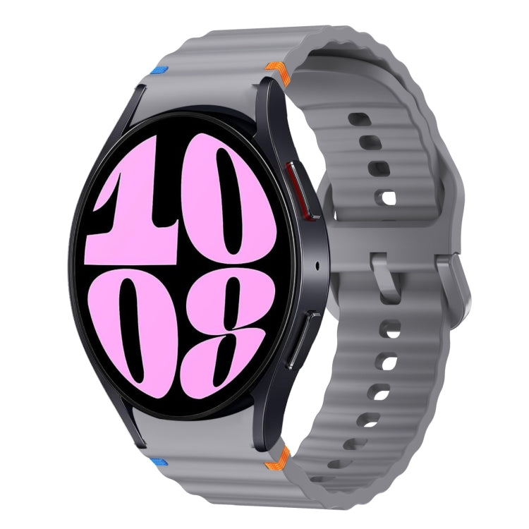 Bracelet de montre en silicone cousu motif vague, pour Samsung Galaxy Watch 7 40 / 44mm, pour Samsung Galaxy Watch 6 Classic, pour Samsung Galaxy Watch 6 40 / 44mm, pour Samsung Galaxy Watch 5 40 / 44mm