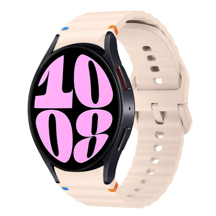 Bracelet de montre en silicone cousu motif vague, pour Samsung Galaxy Watch 7 40 / 44mm, pour Samsung Galaxy Watch 6 Classic, pour Samsung Galaxy Watch 6 40 / 44mm, pour Samsung Galaxy Watch 5 40 / 44mm