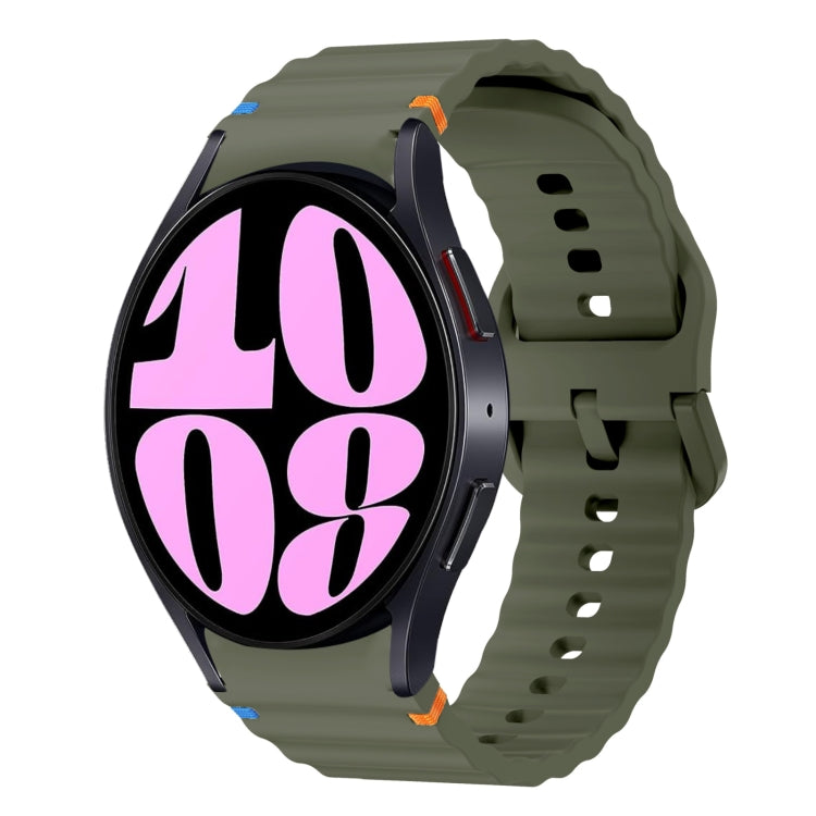 Bracelet de montre en silicone cousu motif vague, pour Samsung Galaxy Watch 7 40 / 44mm, pour Samsung Galaxy Watch 6 Classic, pour Samsung Galaxy Watch 6 40 / 44mm, pour Samsung Galaxy Watch 5 40 / 44mm