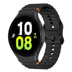 Bracelet de montre en silicone cousu motif vague, pour Samsung Galaxy Watch 7 40 / 44mm, pour Samsung Galaxy Watch 6 Classic, pour Samsung Galaxy Watch 6 40 / 44mm, pour Samsung Galaxy Watch 5 40 / 44mm