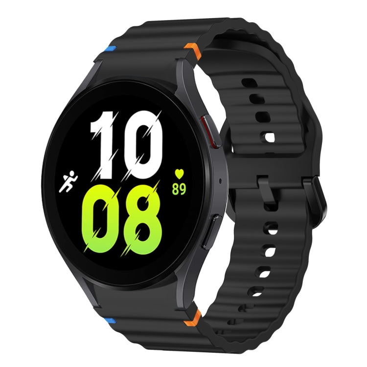 Bracelet de montre en silicone cousu motif vague, pour Samsung Galaxy Watch 7 40 / 44mm, pour Samsung Galaxy Watch 6 Classic, pour Samsung Galaxy Watch 6 40 / 44mm, pour Samsung Galaxy Watch 5 40 / 44mm
