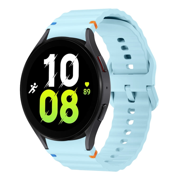 Bracelet de montre en silicone cousu motif vague, pour Samsung Galaxy Watch 7 40 / 44mm, pour Samsung Galaxy Watch 6 Classic, pour Samsung Galaxy Watch 6 40 / 44mm, pour Samsung Galaxy Watch 5 40 / 44mm