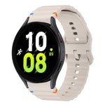 Bracelet de montre en silicone cousu motif vague, pour Samsung Galaxy Watch 7 40 / 44mm, pour Samsung Galaxy Watch 6 Classic, pour Samsung Galaxy Watch 6 40 / 44mm, pour Samsung Galaxy Watch 5 40 / 44mm