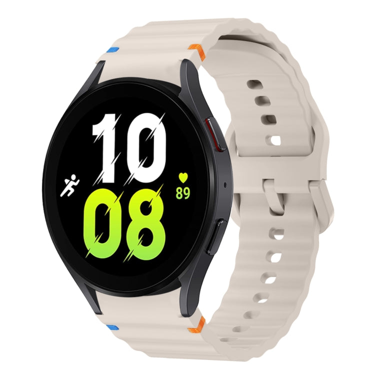 Bracelet de montre en silicone cousu motif vague, pour Samsung Galaxy Watch 7 40 / 44mm, pour Samsung Galaxy Watch 6 Classic, pour Samsung Galaxy Watch 6 40 / 44mm, pour Samsung Galaxy Watch 5 40 / 44mm