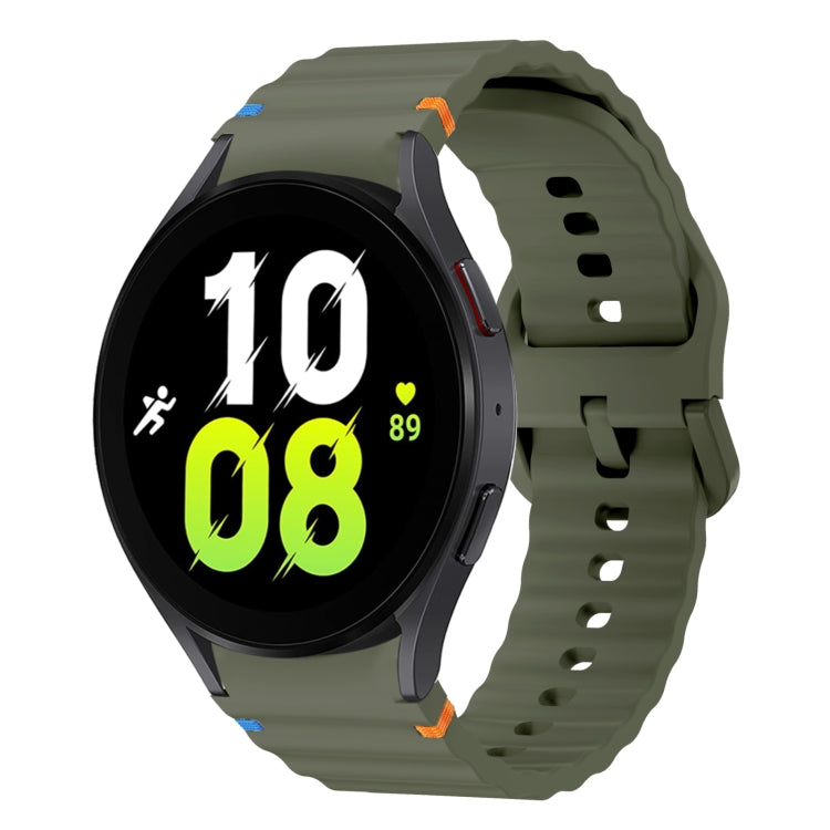 Bracelet de montre en silicone cousu motif vague, pour Samsung Galaxy Watch 7 40 / 44mm, pour Samsung Galaxy Watch 6 Classic, pour Samsung Galaxy Watch 6 40 / 44mm, pour Samsung Galaxy Watch 5 40 / 44mm