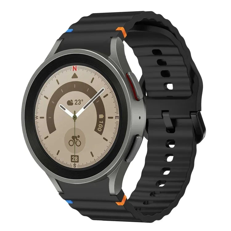 Bracelet de montre en silicone à motif ondulé, compatible avec les Samsung Galaxy Watch 5 Pro, Galaxy Watch 4 (40/44 mm), Galaxy Watch 4 Classic (42/46 mm) et Galaxy Watch3 (41 mm).