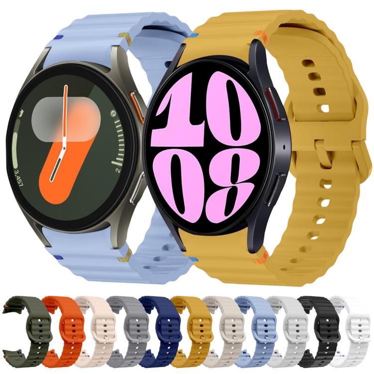 Bracelet de montre en silicone cousu motif vague, pour Samsung Galaxy Watch 7 40 / 44mm, pour Samsung Galaxy Watch 6 Classic, pour Samsung Galaxy Watch 6 40 / 44mm, pour Samsung Galaxy Watch 5 40 / 44mm